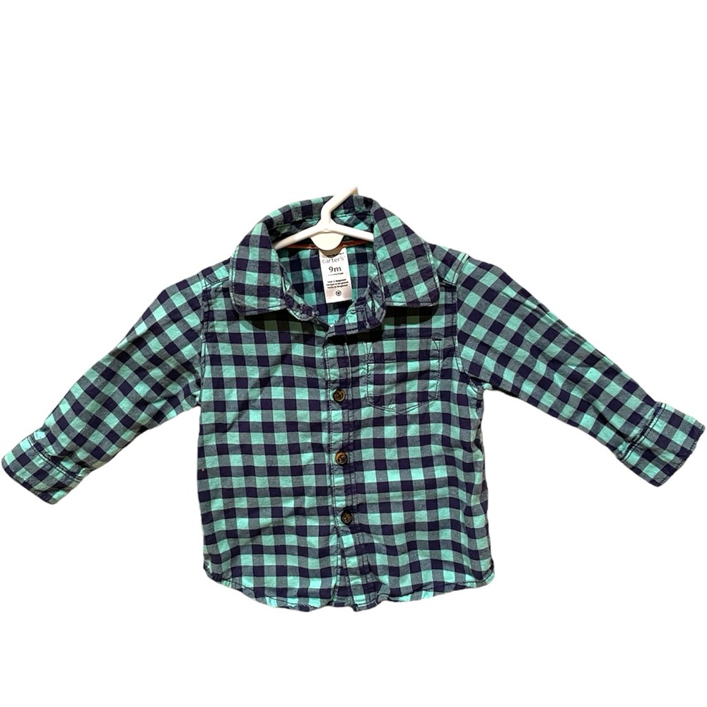 **2 for $20** Carters Button Up Plaid Green
Long Sleeve Shirt 9 months
